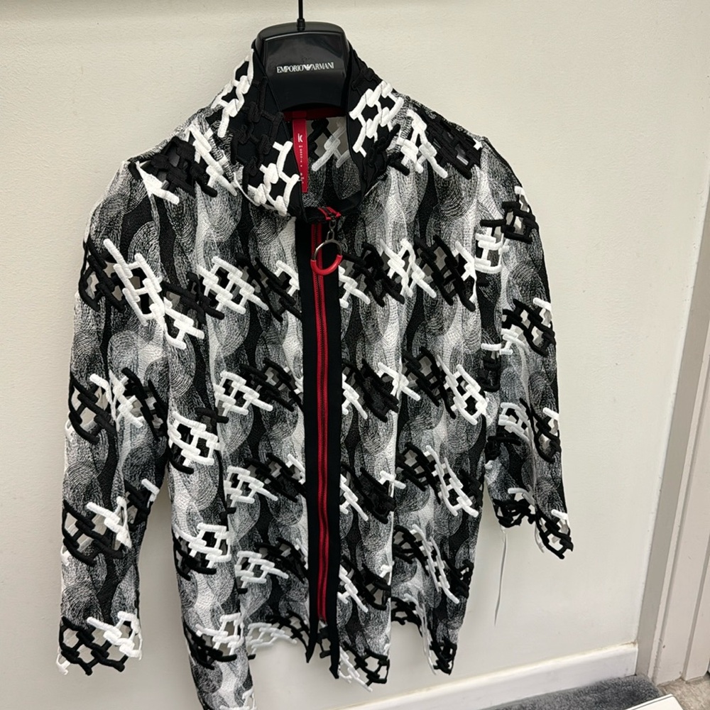 NWT ic by Connie lattice cut out see Thur zip up jacket SM